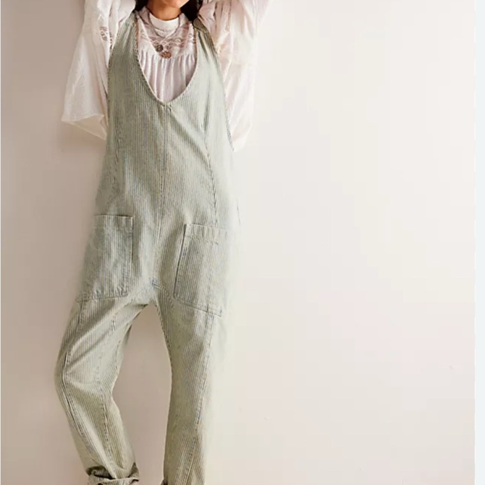 We the Free high roller jumpsuit railroad stripe size small